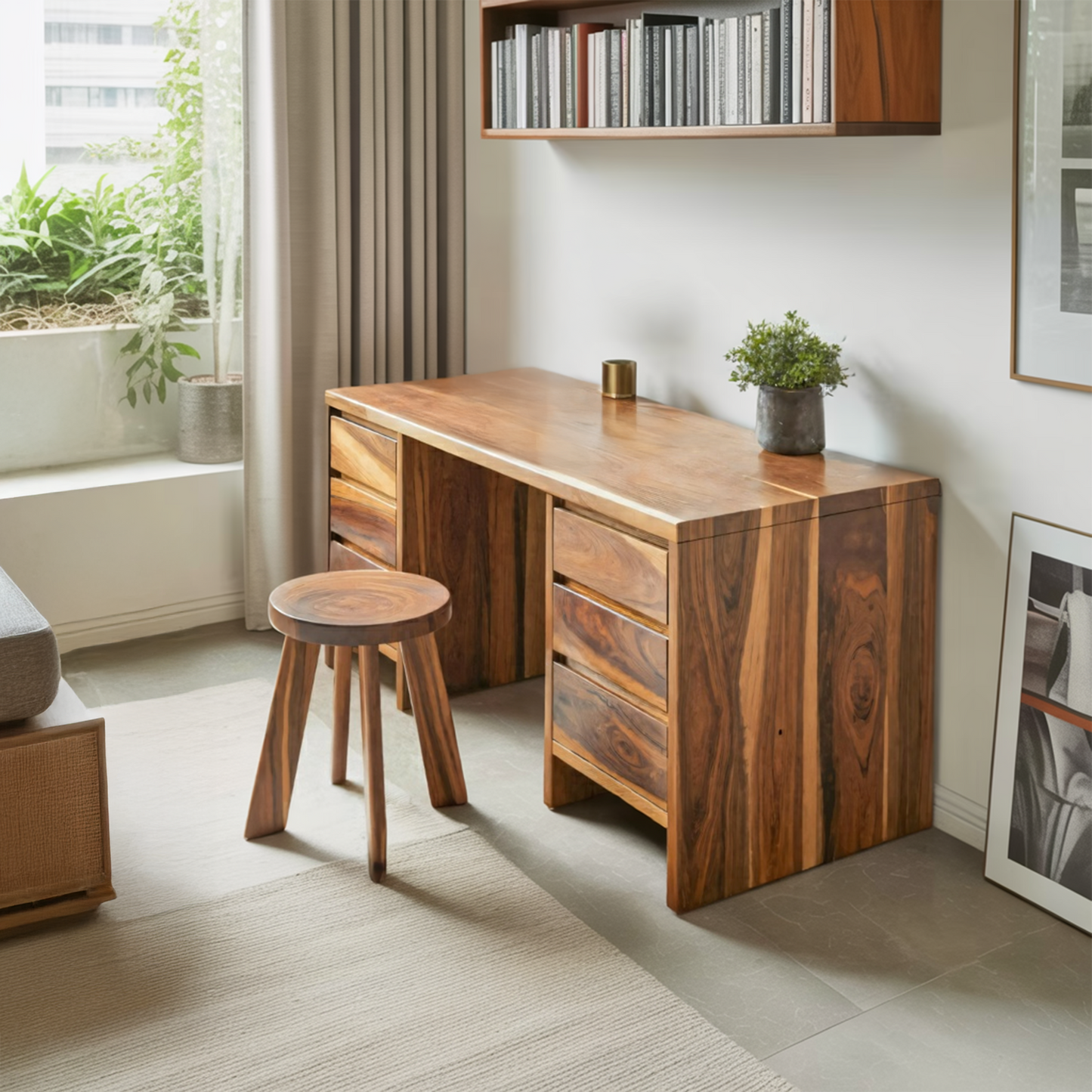 Modern Desk With Drawers Minimalist Office Table For Home Study And Workspace