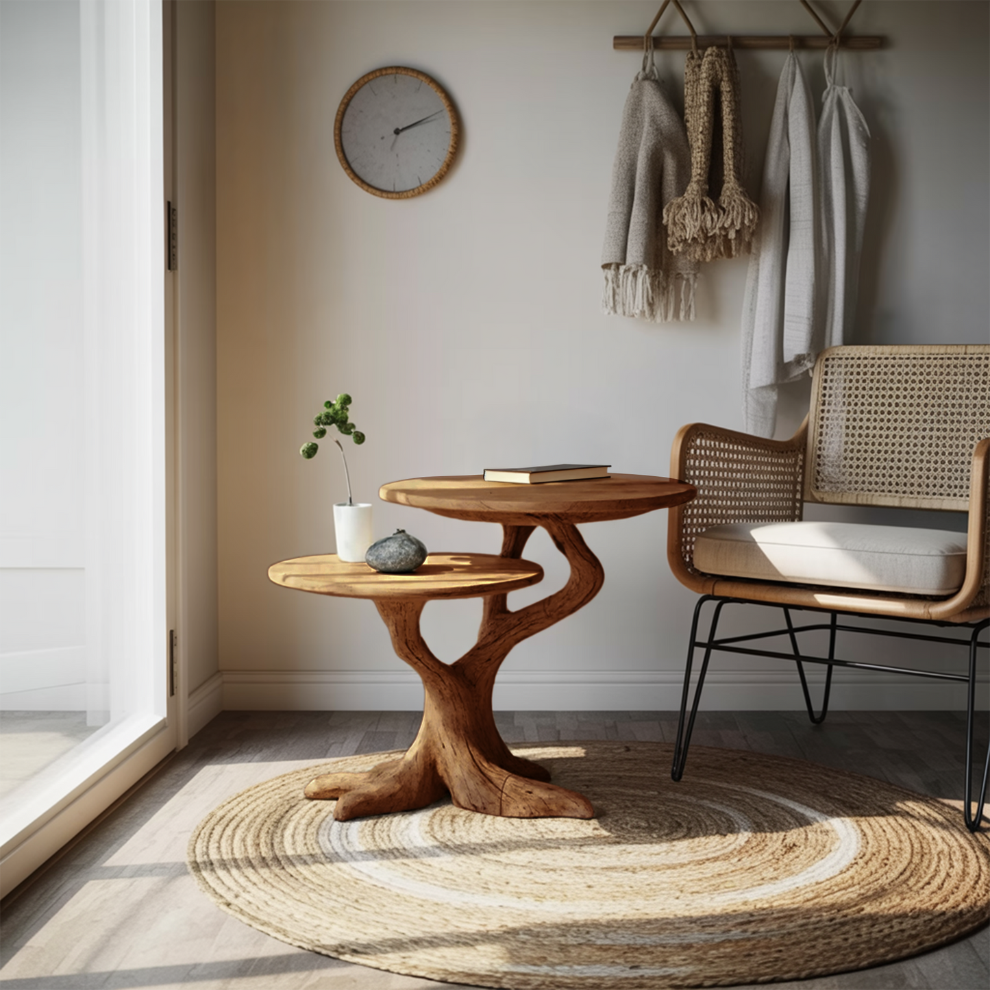 Rustic Round End Table For Living Room Decor