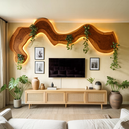 Rustic Sculptural Wall Art For Living Room Above TV