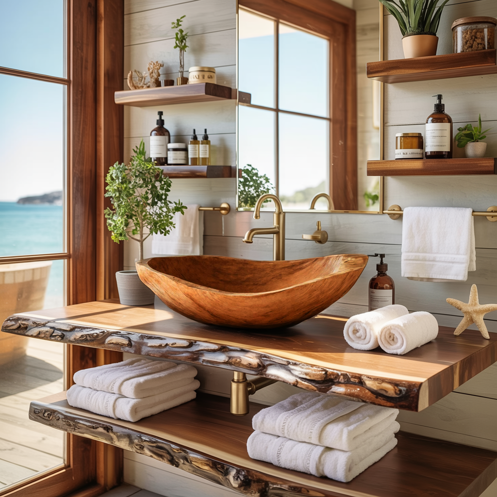 Wood Wash Basin Rustic Design For Farmhouse Bathroom