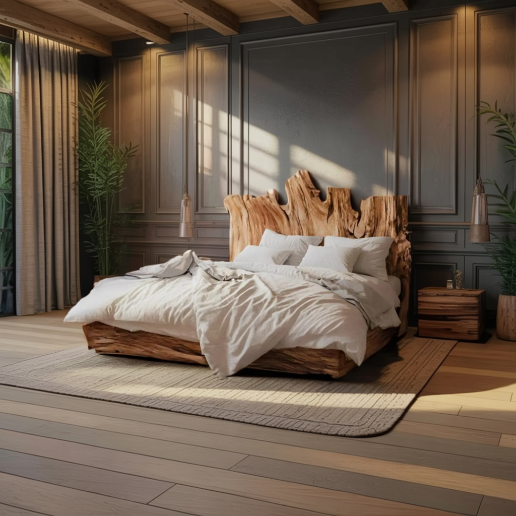 Rustic Live Edge Headboard For King Or Queen Bed