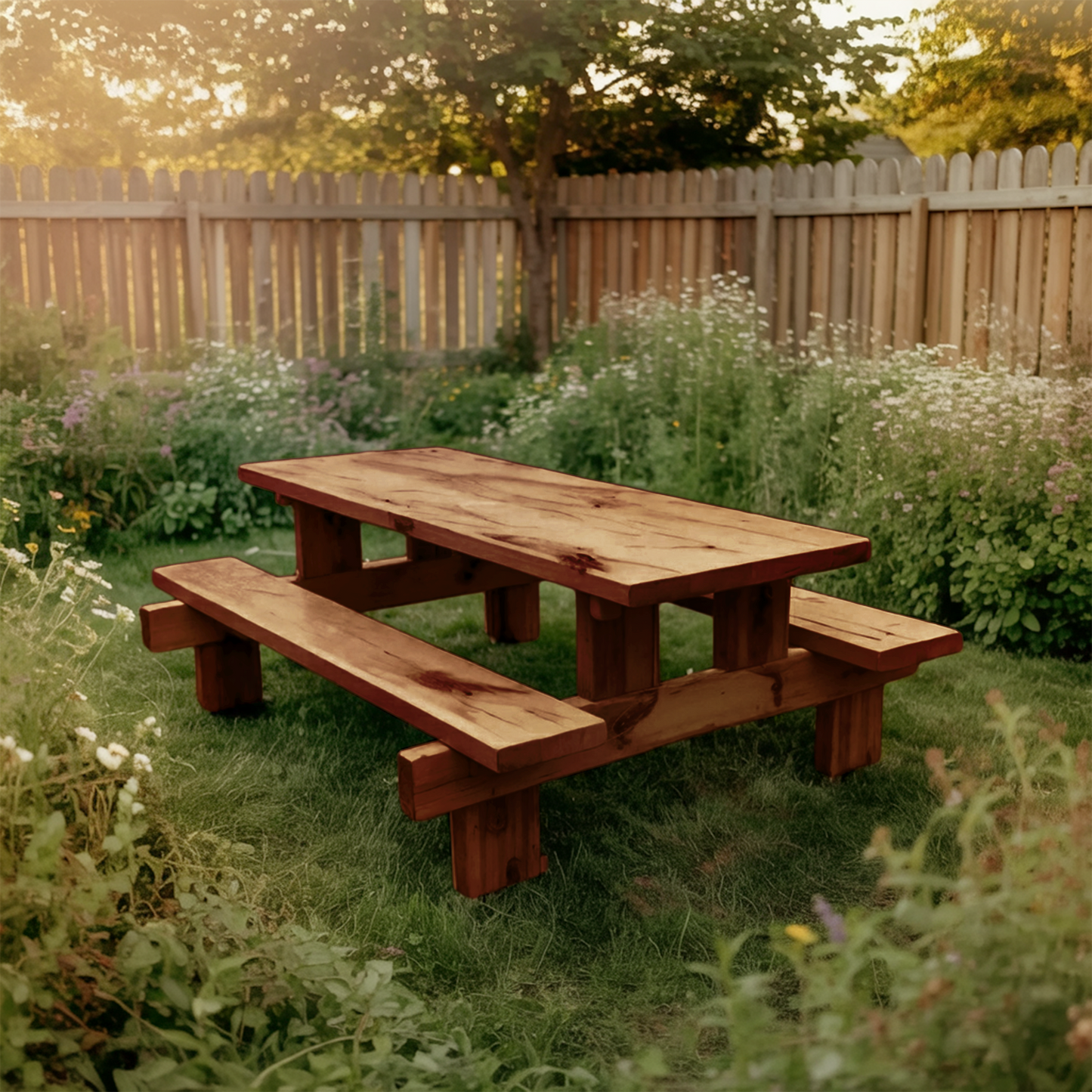 Minimalist Outdoor Picnic Table With Benches For Garden Or Cabin