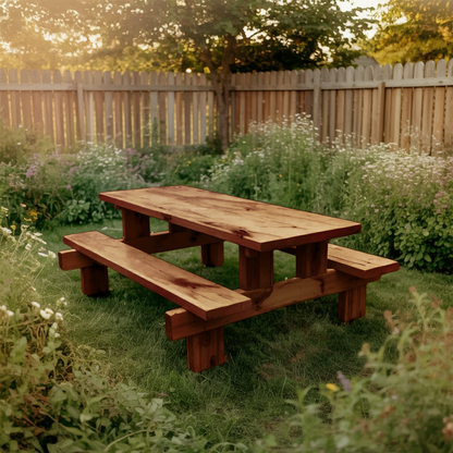Minimalist Outdoor Picnic Table With Benches For Garden Or Cabin