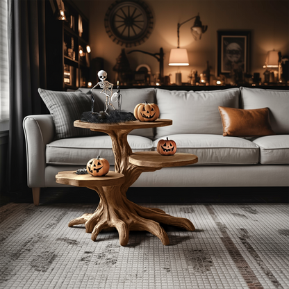 Mid Century Wooden End Table For Living Room Spooky Halloween Decor