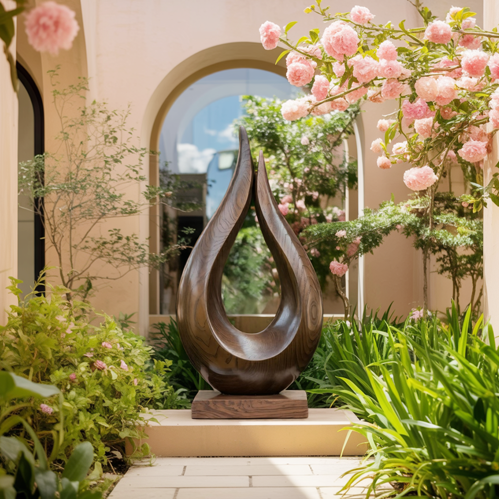 Handcrafted Solid Wood Abstract Decor Sculpture For Contemporary Interiors