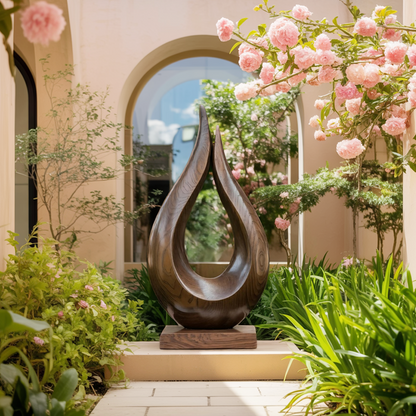 Handcrafted Solid Wood Abstract Decor Sculpture For Contemporary Interiors