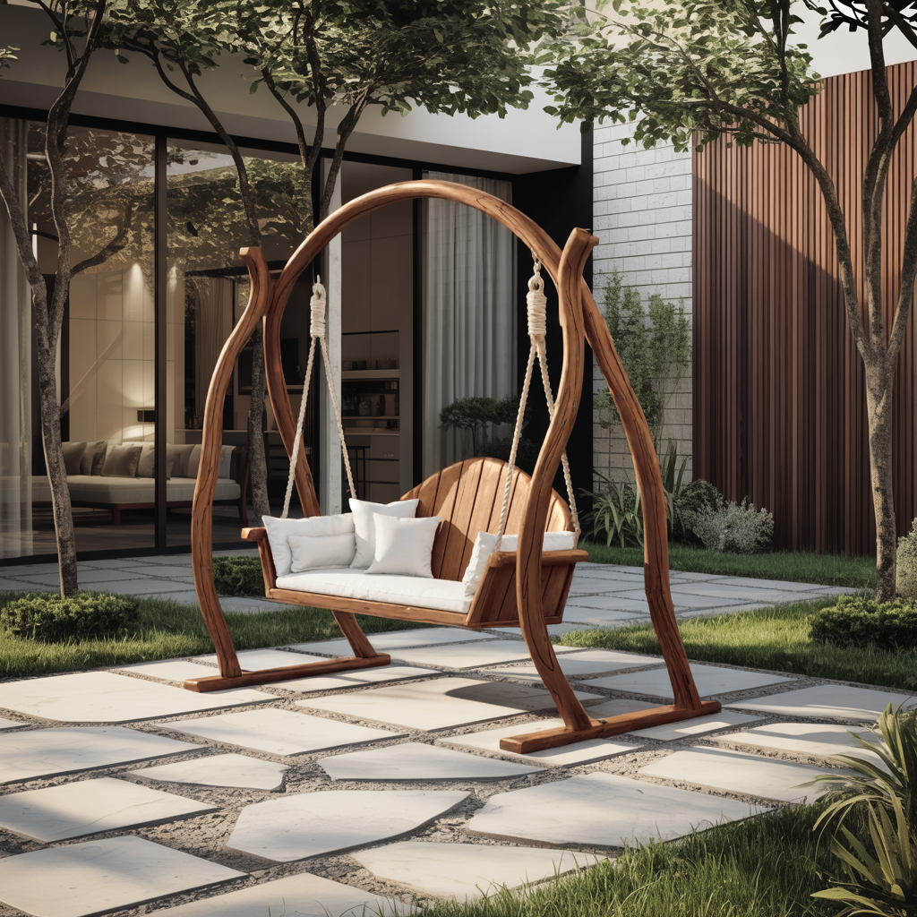 Curved Frame Garden Swing Bench For Outdoor Relaxation