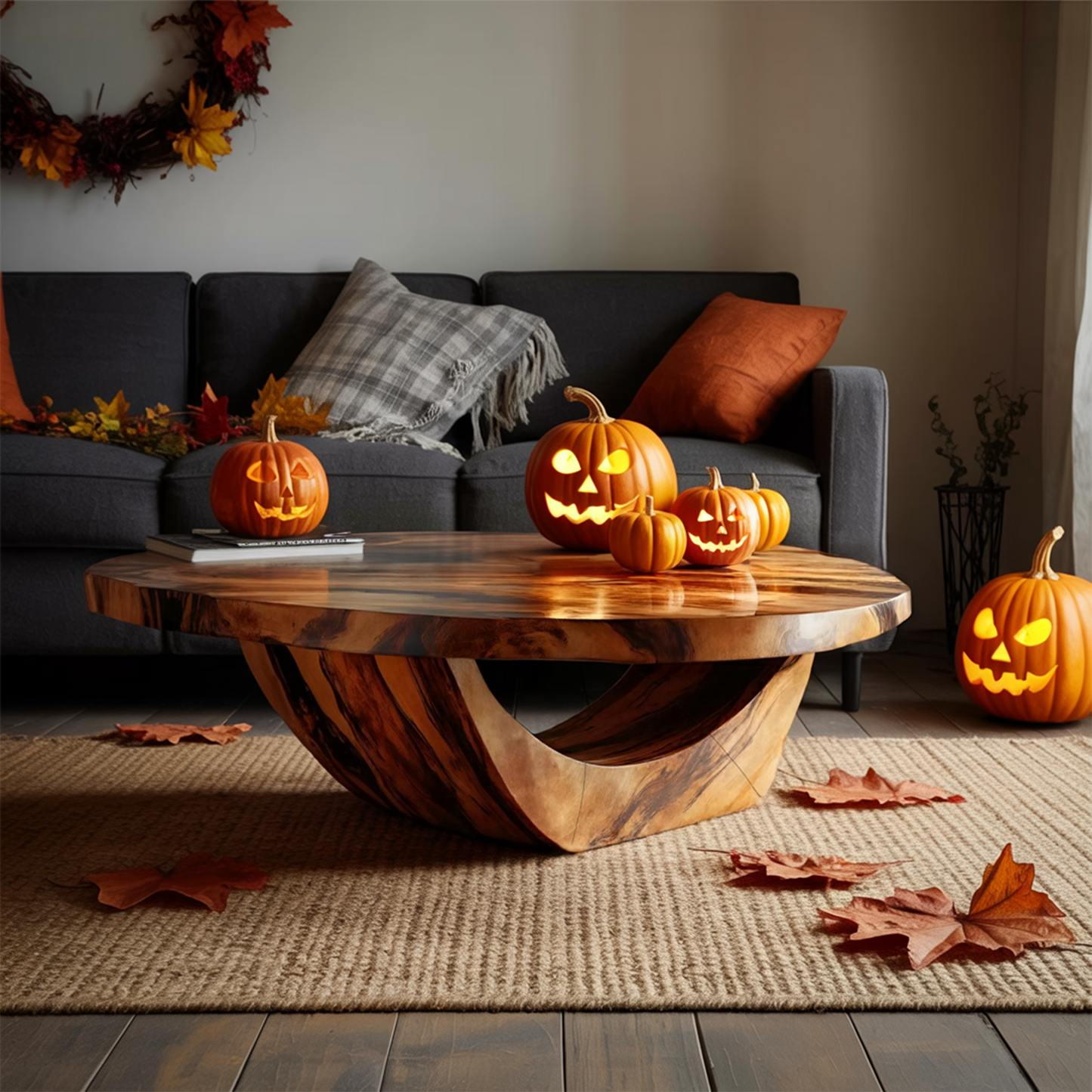 Modern Solid Wood Coffee Table For Living Room Ghostly Halloween