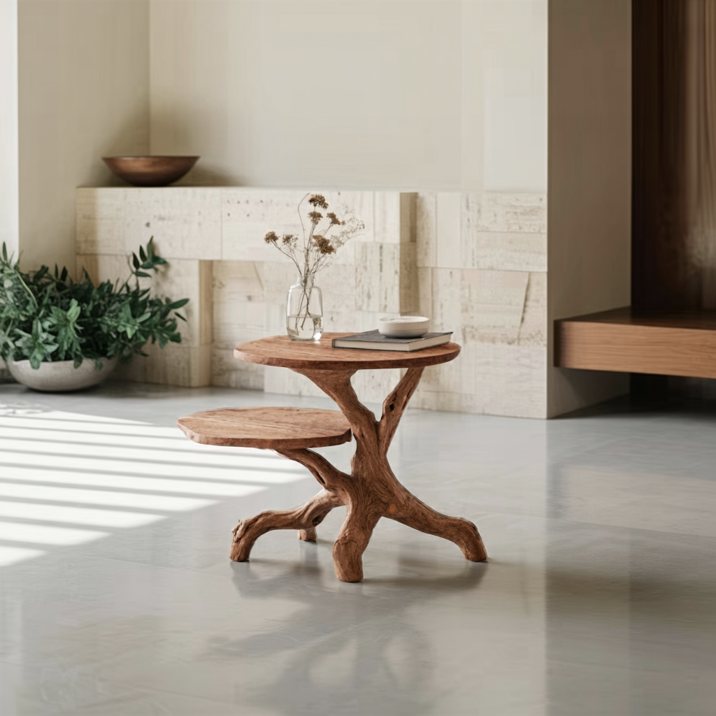 Rustic Round End Table Cozy Living Room Style