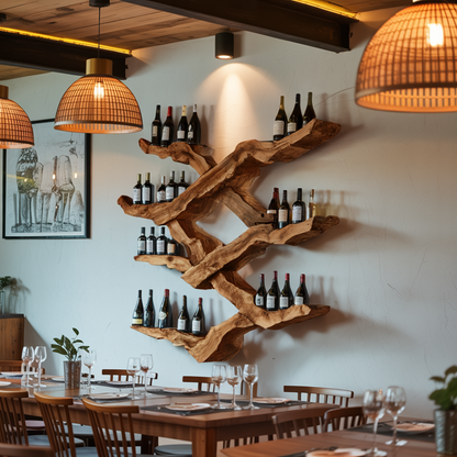 Farmhouse Wine Rack For Kitchen Wine Bottle Shelf