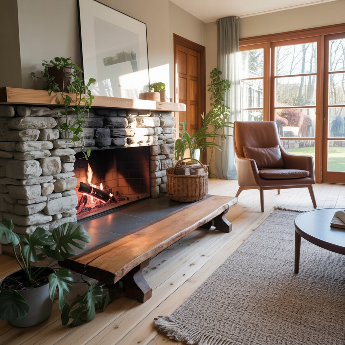 Rustic Live Edge Wood Bench For Entryway Seating