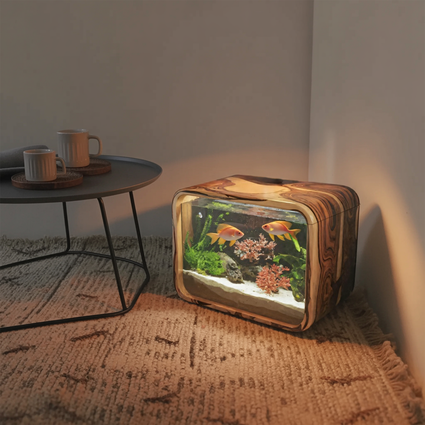 Modern Aquarium Nightstand With Storage For Bedroom And Living Room Display