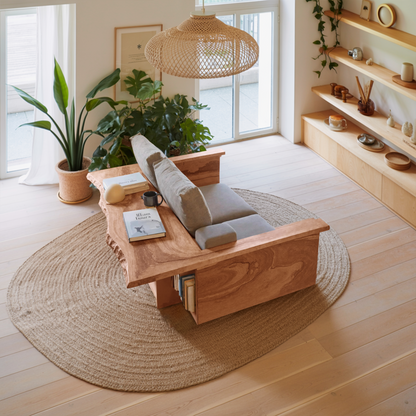 Contemporary Sofa With Built In Side Table For Living Room