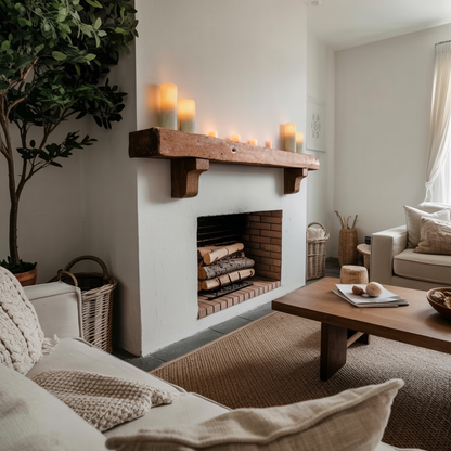 Rustic Fireplace Mantel Shelf For Cozy Cabin Living Room