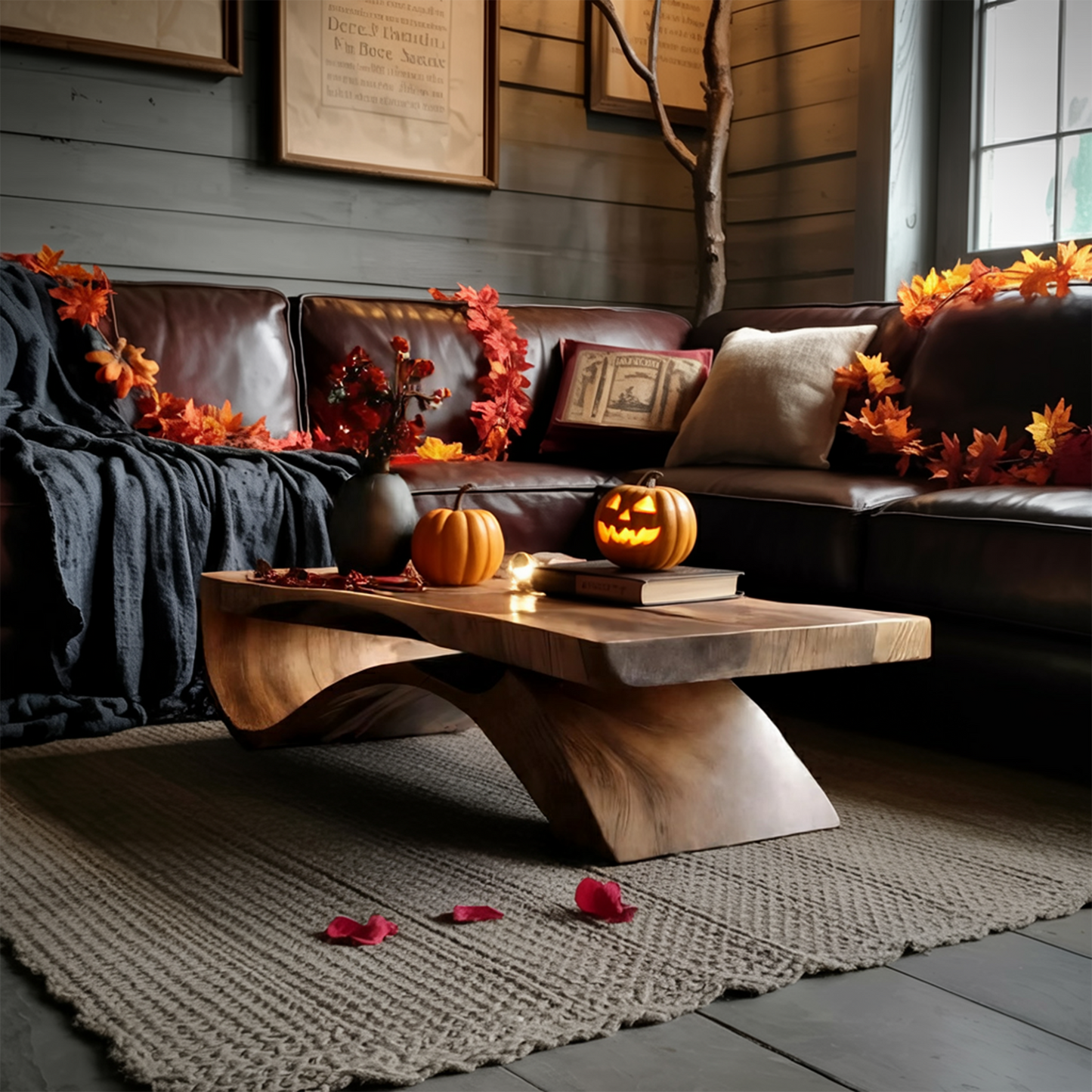 Mid Century Wooden Live Edge Coffee Table Livingroom Decor Autumn Vibes