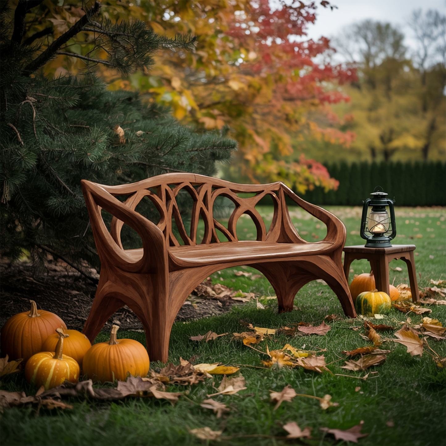 Mid Century Wooden Bench For Outdoor Furniture And Patio Decor
