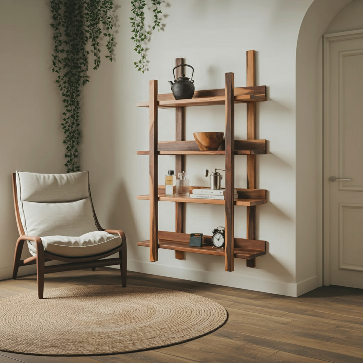 Modern Wall Mounted Shelf Minimalist Floating Book Rack For Bedroom And Living Room