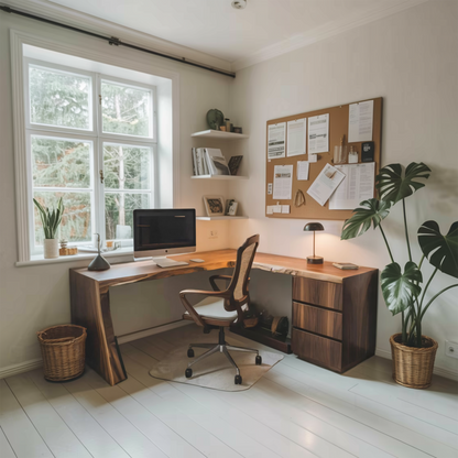 Modern Live Edge L Shaped Desk For Minimalist Home Office