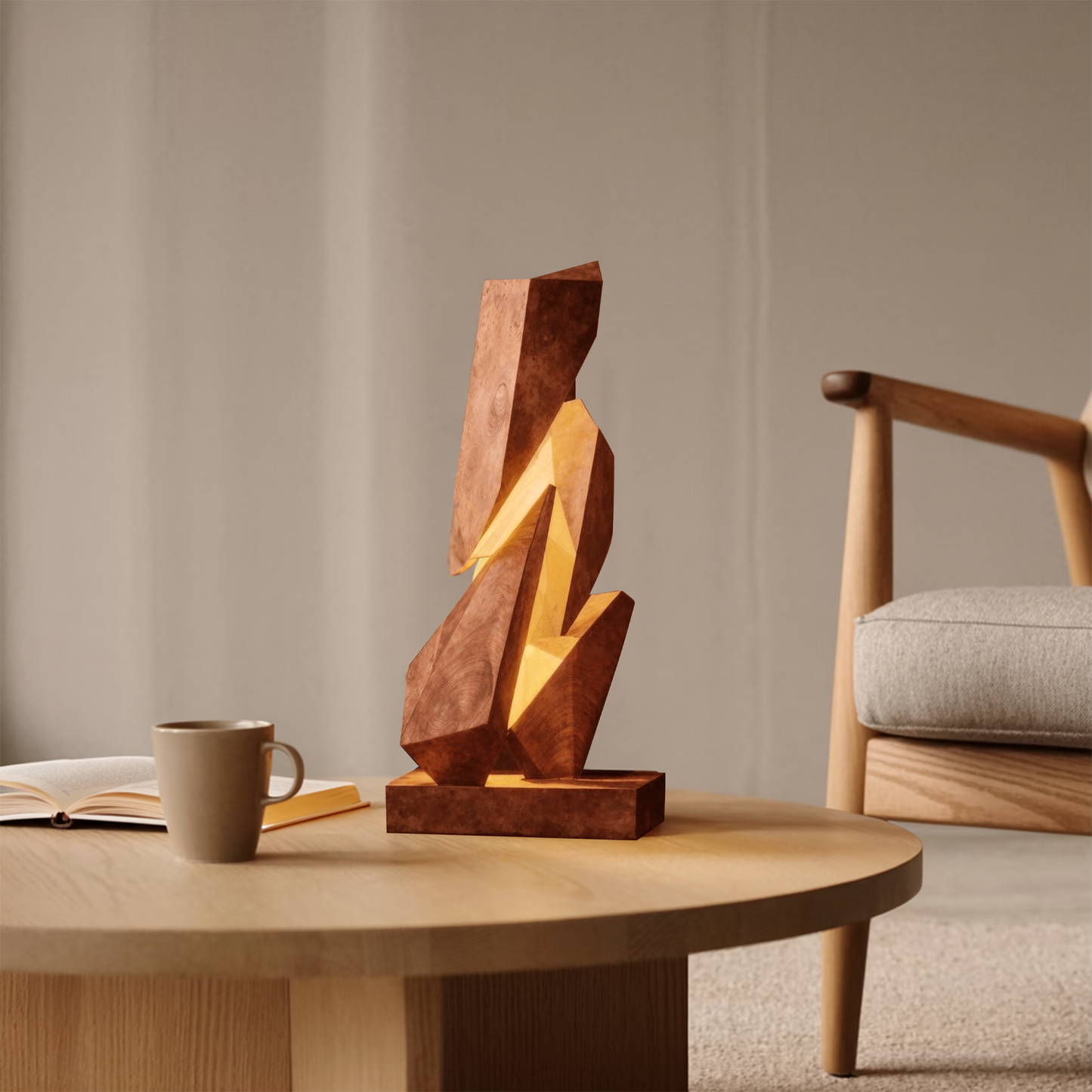 Rustic Geometric Table Lamp For Bedroom Nightstand