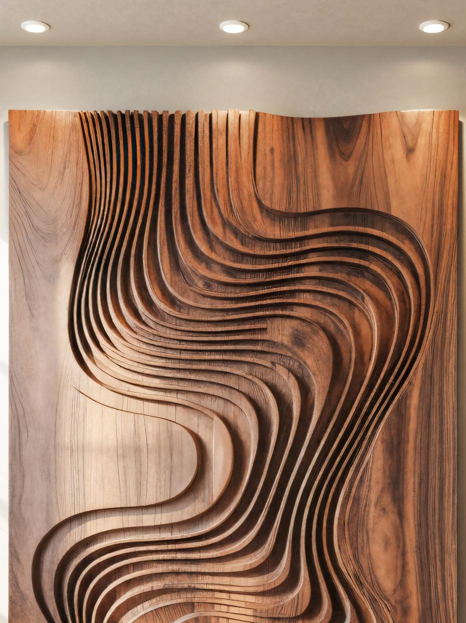 Modern Wall Sculpture With Flowing Layered Curves For Entryway
