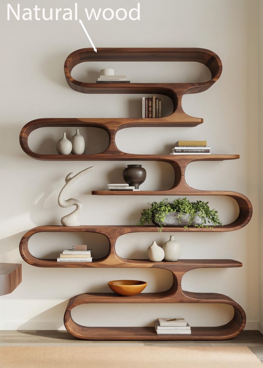Organic Oval Bookshelf For Living Room Or Creative Studio