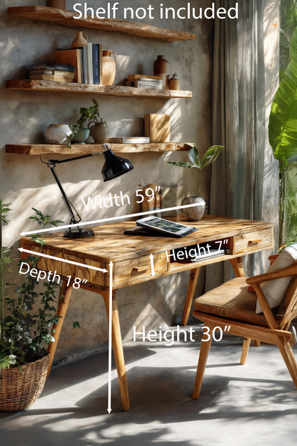 Mid Century Desk With Drawers And Tapered Legs For Studio