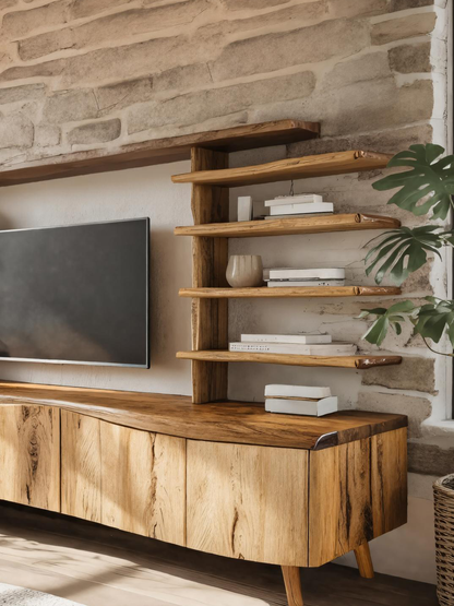 Modern TV Stand With Sculpted Storage For Living Room