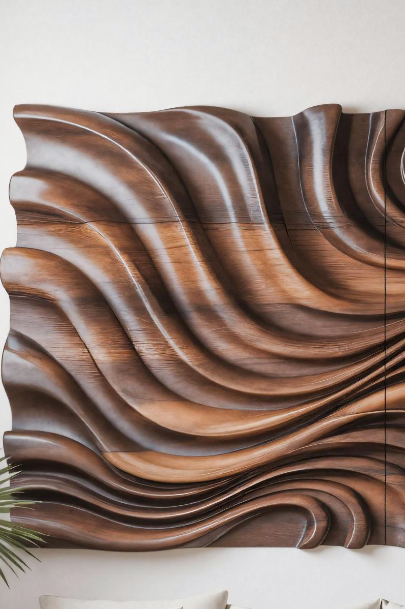 Elegant Wave Inspired Wall Sculpture for Modern Living Room