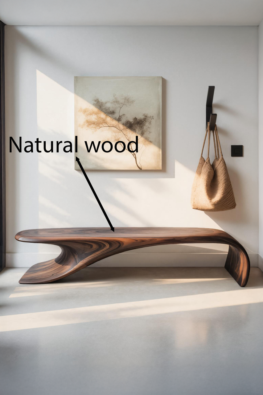 Modern Sculptural Bench With Flowing Curves For Living Room