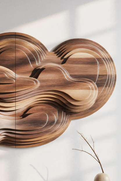 Abstract Cloud Wall Sculpture With Layered Design For Bedroom