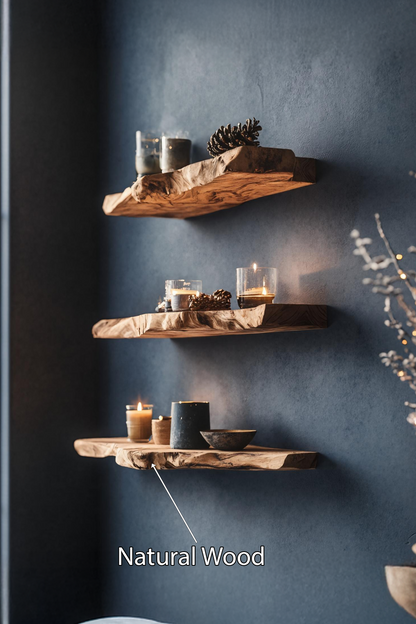 Mid Century Solid Wood Floating Shelf For Bedroom Xmas Decor