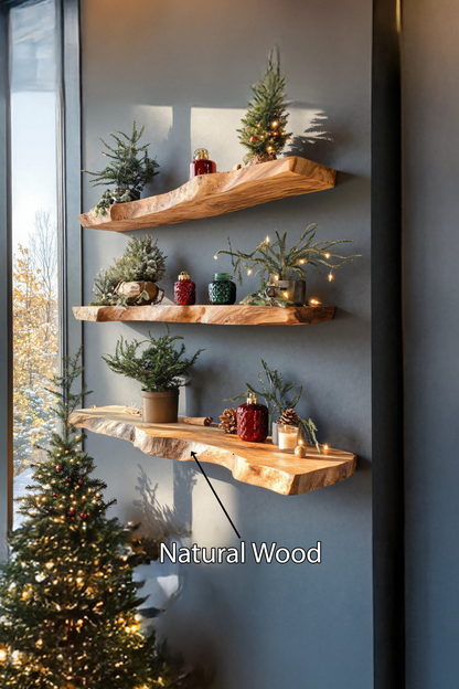 Handcrafted Wooden Floating Shelf For Entryway Christmas Design