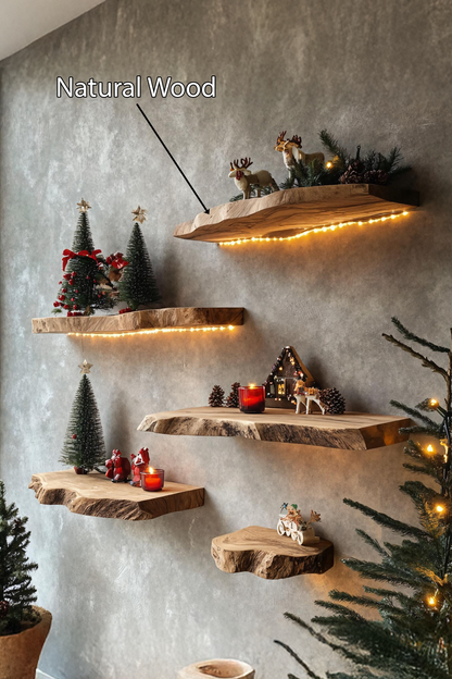 Handcrafted Wooden Floating Shelf For Holiday Entryway Wall Decor
