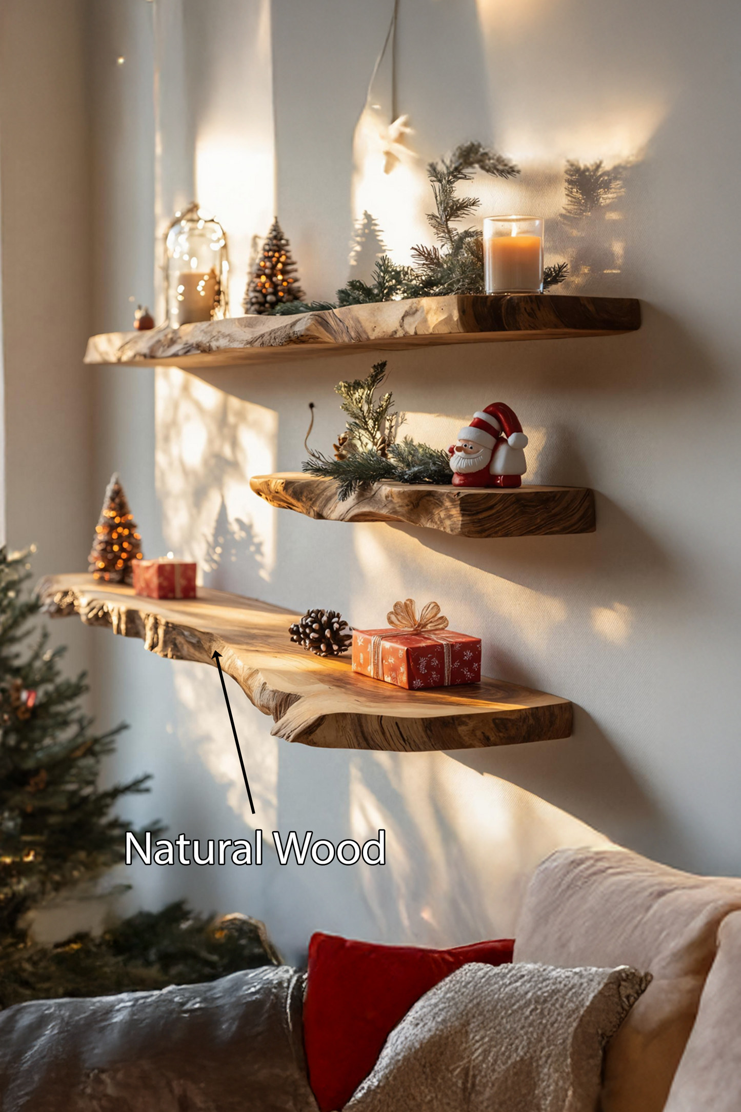 Handcrafted Live Edge Floating Shelf For Christmas Entryway Decor