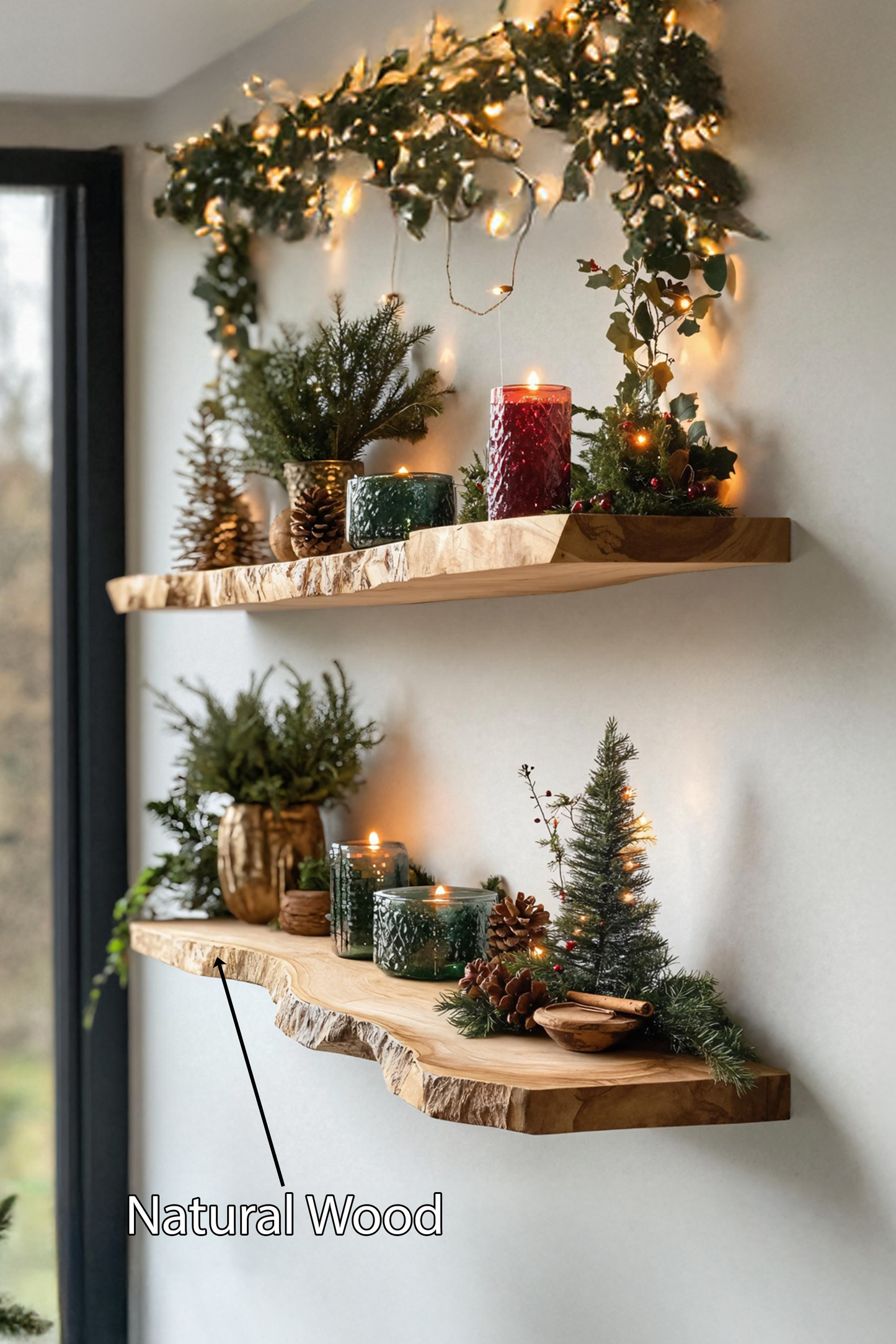 Handcrafted Solid Wood Floating Shelf For Christmas Bedroom Design
