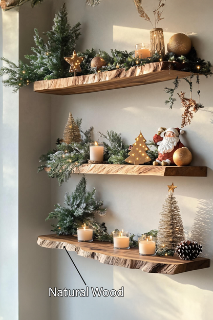 Handcrafted Live Edge Floating Shelf For Festive Xmas Entryway Design