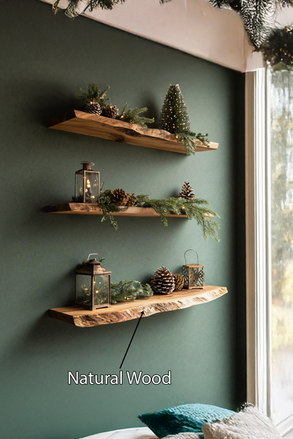 Handcrafted Solid Wood Floating Shelf For Festive Entryway Design