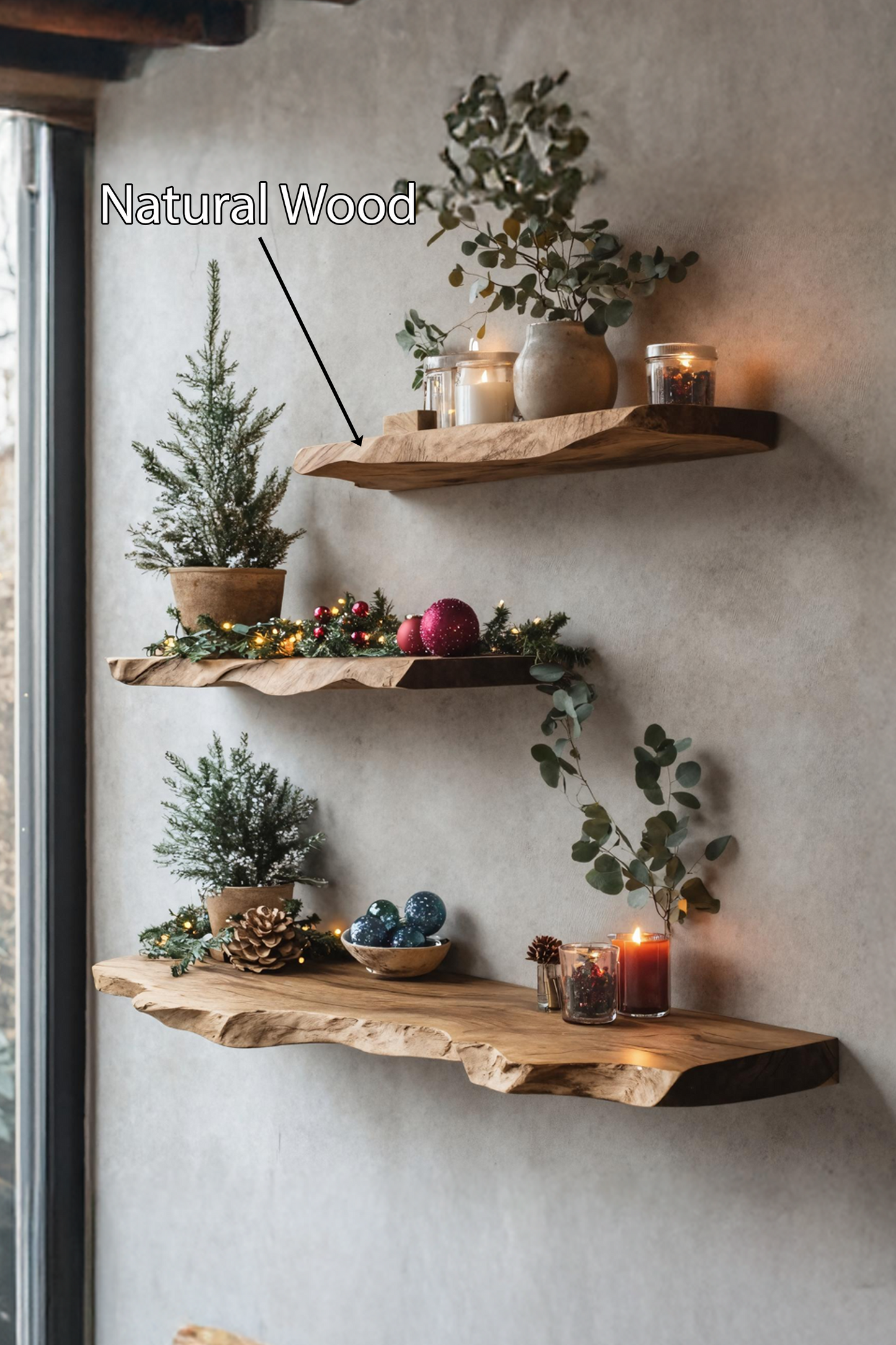 Mid Century Solid Wood Floating Shelf For Xmas Bedroom Organization