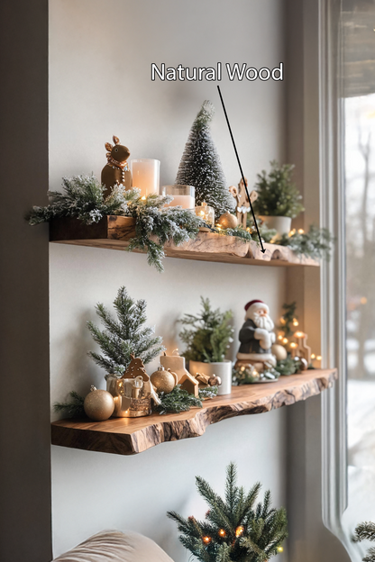 Mid Century Solid Wood Floating Shelf For Xmas Entryway Organization
