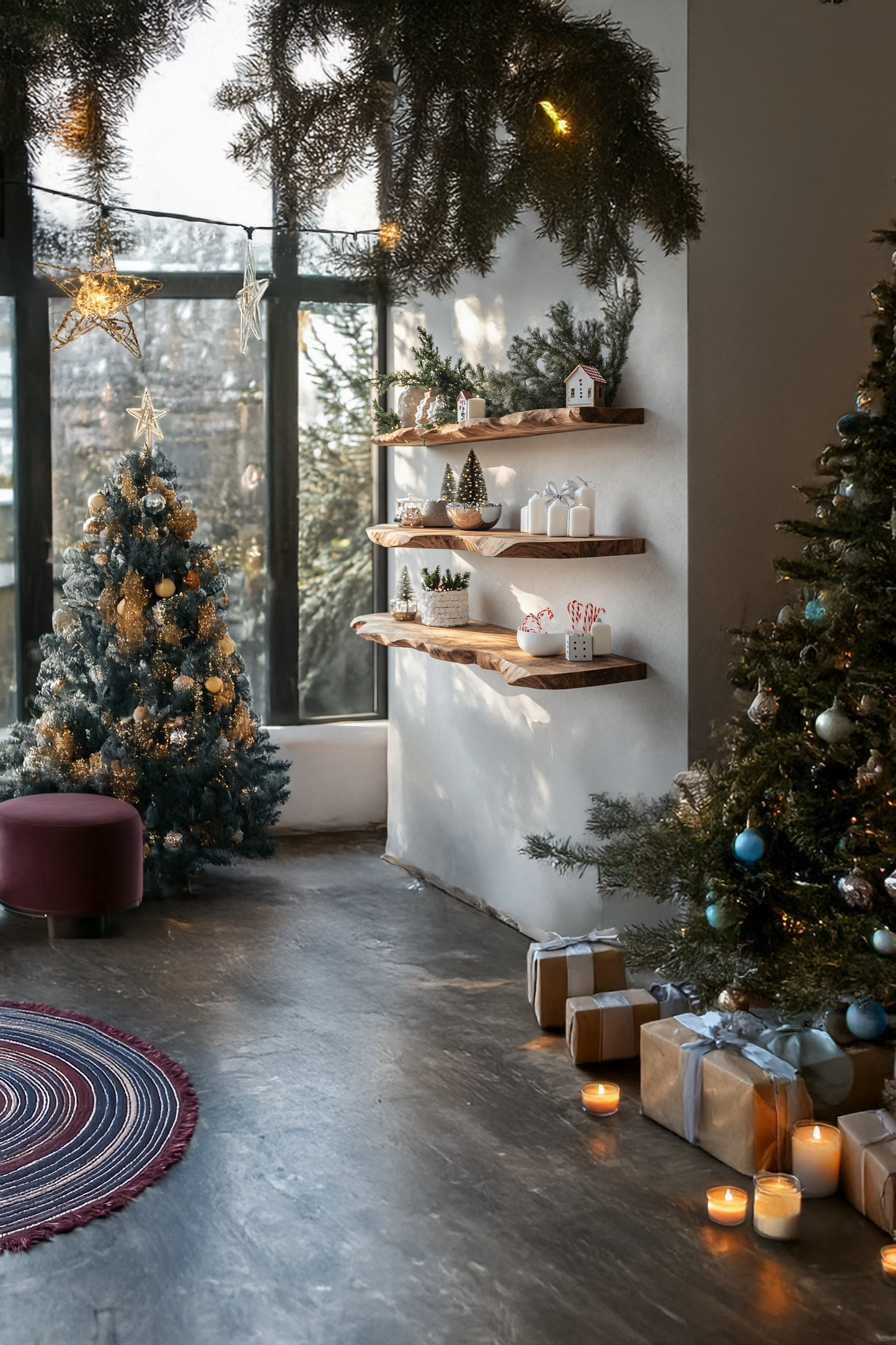 Handcrafted Wooden Floating Shelf For Stylish Christmas Bedroom Decor