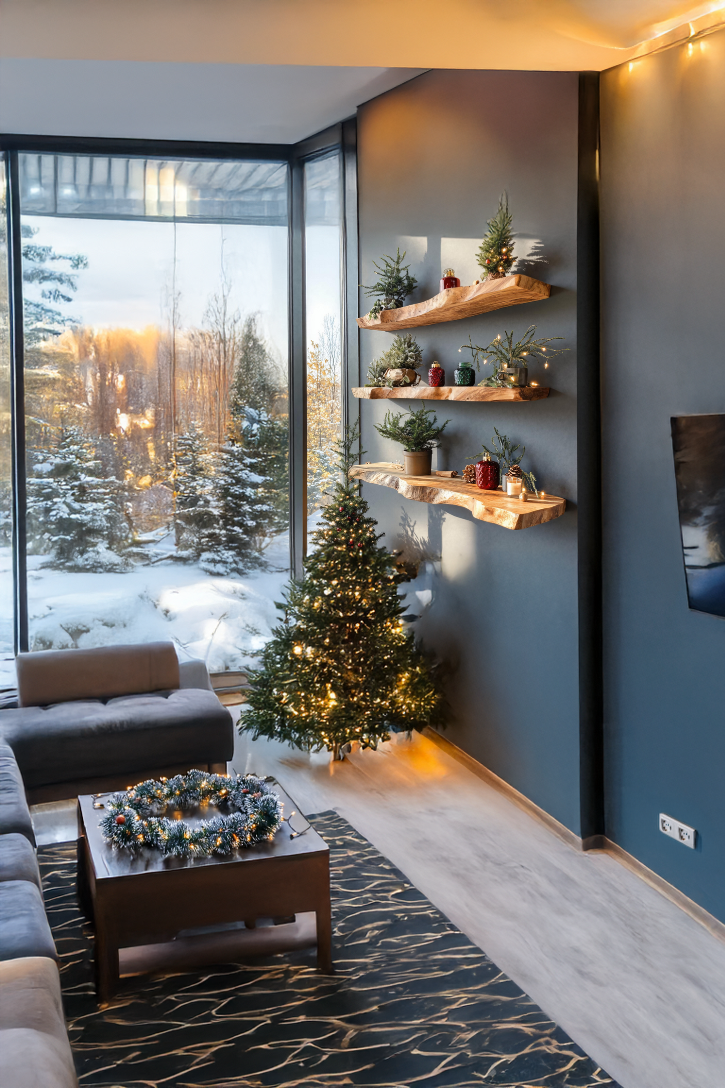 Handcrafted Wooden Floating Shelf For Entryway Christmas Design