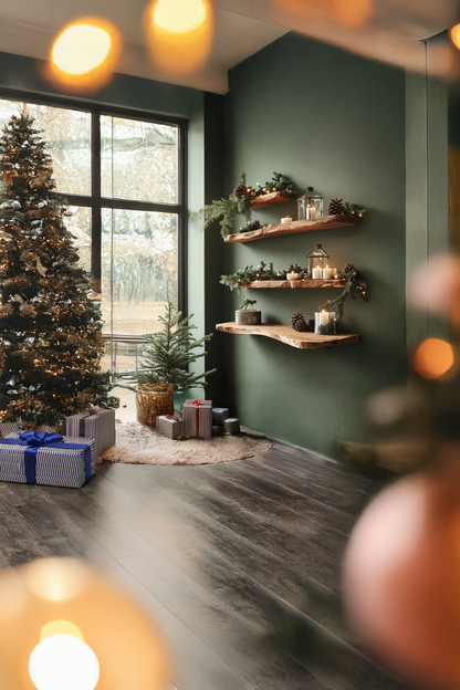 Handcrafted Solid Wood Floating Shelf For Holiday Living Room Design