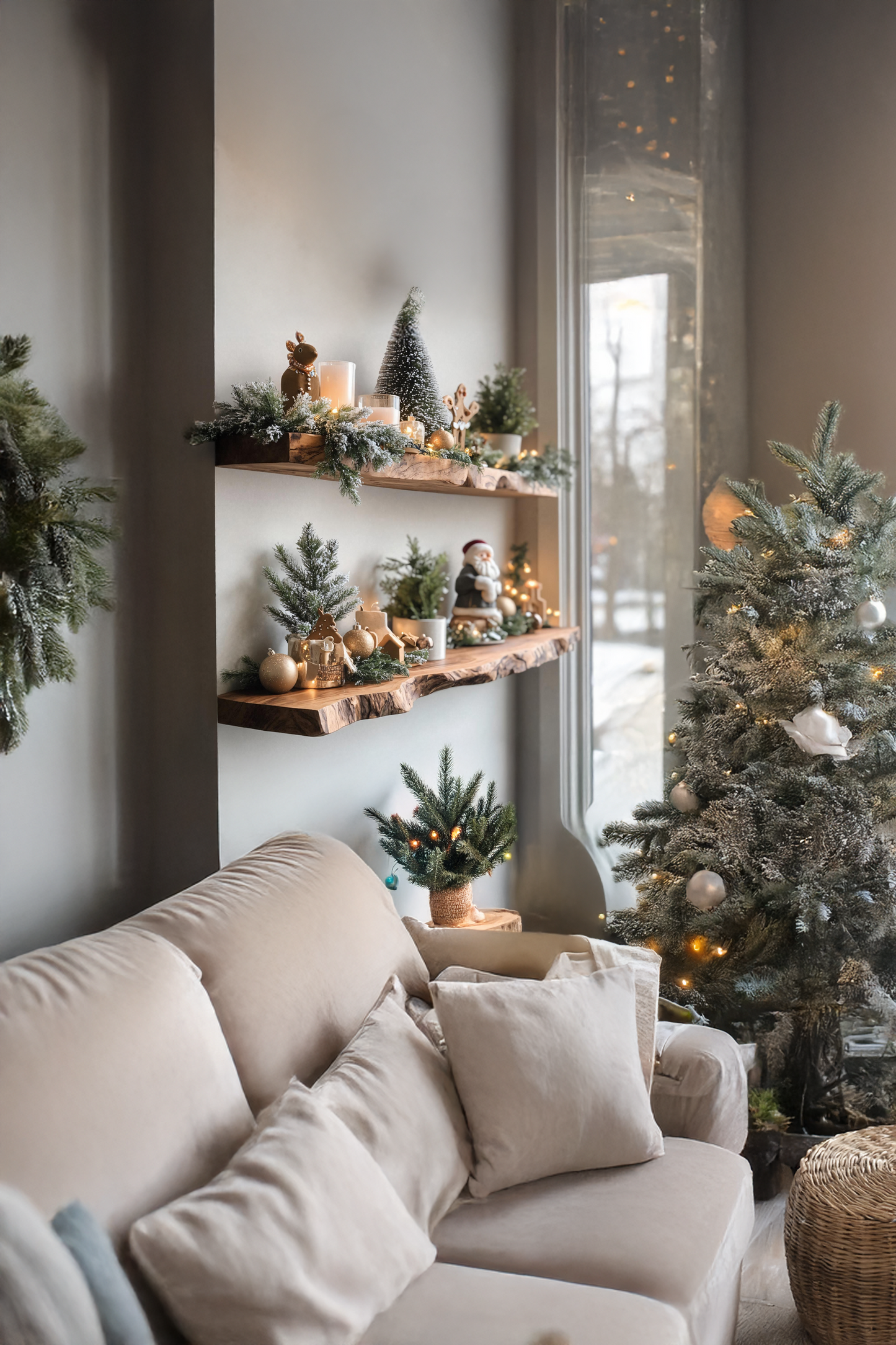 Mid Century Solid Wood Floating Shelf For Xmas Entryway Organization
