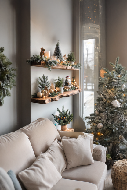 Mid Century Solid Wood Floating Shelf For Xmas Entryway Organization