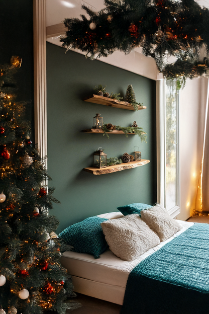Handcrafted Solid Wood Floating Shelf For Festive Entryway Design