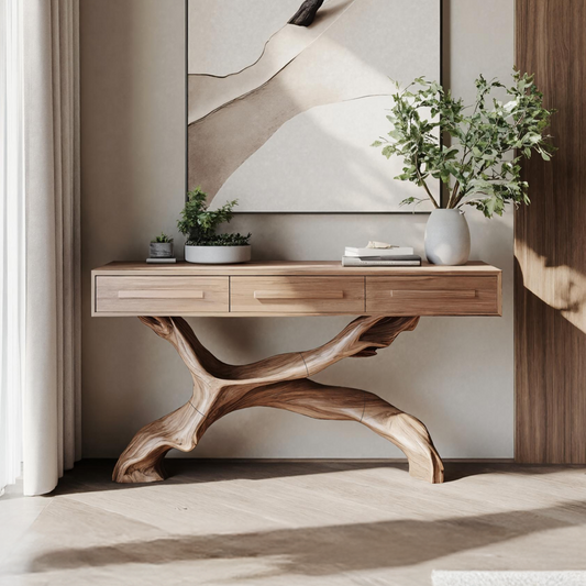 Mid Century Live Edge Entryway Table For Bedroom Rustic Accent