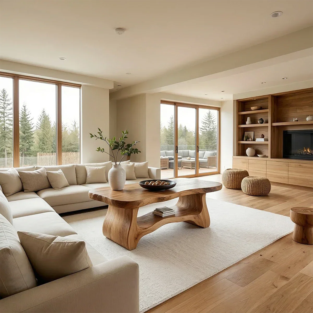 Contemporary brown coffee table with solid side design