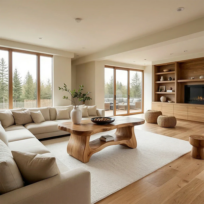 Contemporary brown coffee table with solid side design