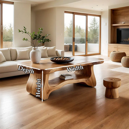 Brown coffee table with solid side detail