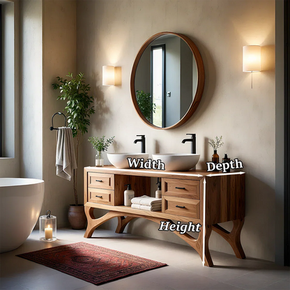 Walnut tone double sink vanity – Walnut tone vanity
